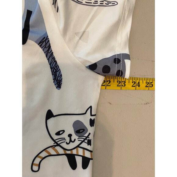 2 Cat Print T-Shirts Womens Short Sleeve 1XL - Picture 6 of 9